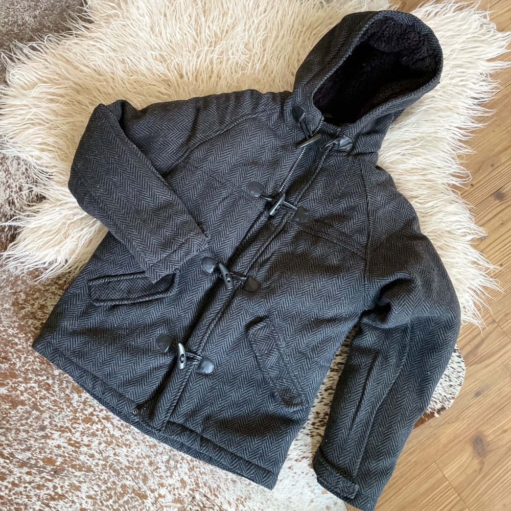 Boys gray pea coat jacket size 14